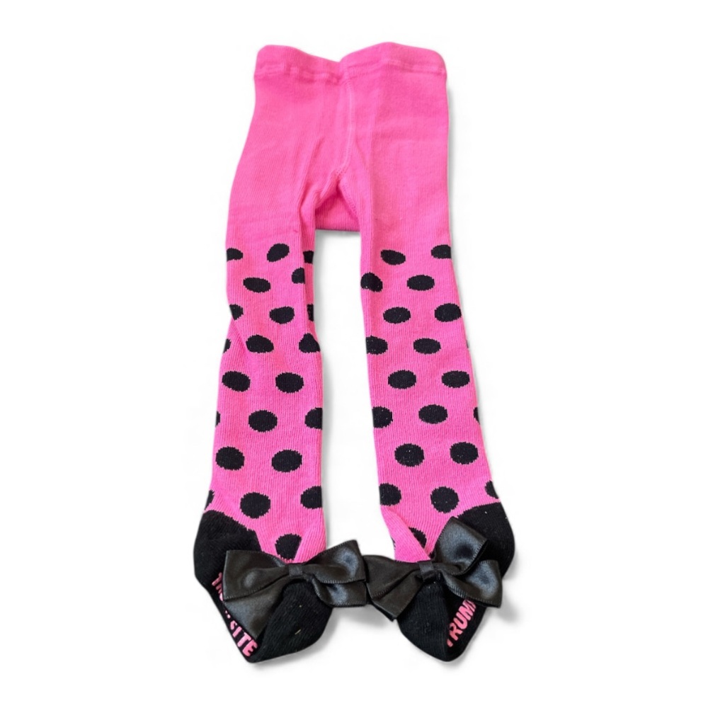 Pink and Black Polka Dot Tights for Kids